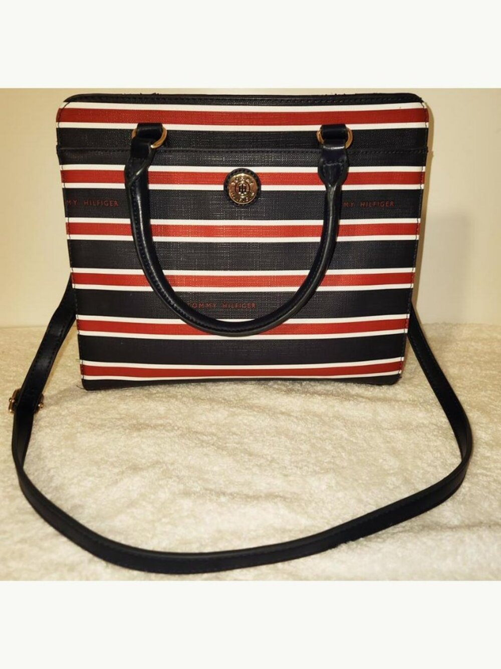 TOMMY HILLFIGER RED, WHILE & BLUE SATCHEL, CROSSBODY, SHOULDER HANDBAG